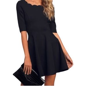 Lulus Scallop Top Skater Dress - Large - NWOT